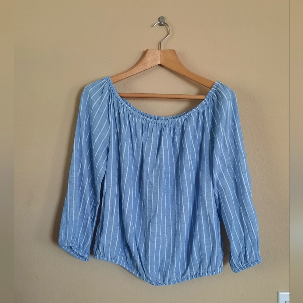 Lightweight Stripe Gap Linen Blouse Summer Coastal Nautical